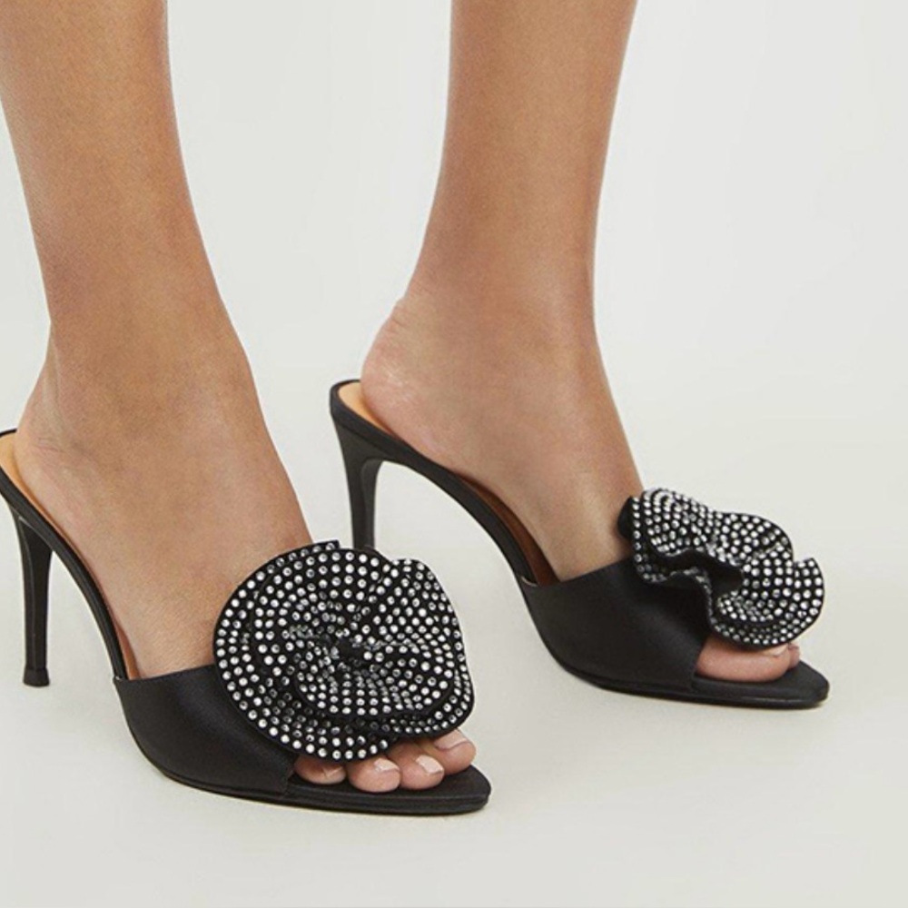 Karen Millen Black Heels with Rhinestone Detail